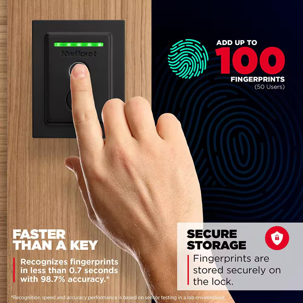 HALO Touch Matte Black Contemporary Fingerprint Wifi Electronic Smart Lock Deadbolt Featuring Smartkey Security