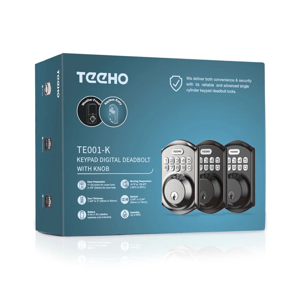 Keyless Entry Door Lock with 2 Knobs ‎Set, Keypad Deadbolt Smart Door Locks, Electronic Digital Lock for Home Front Door Easy Installation-Oil Rubbed Bronze Finish