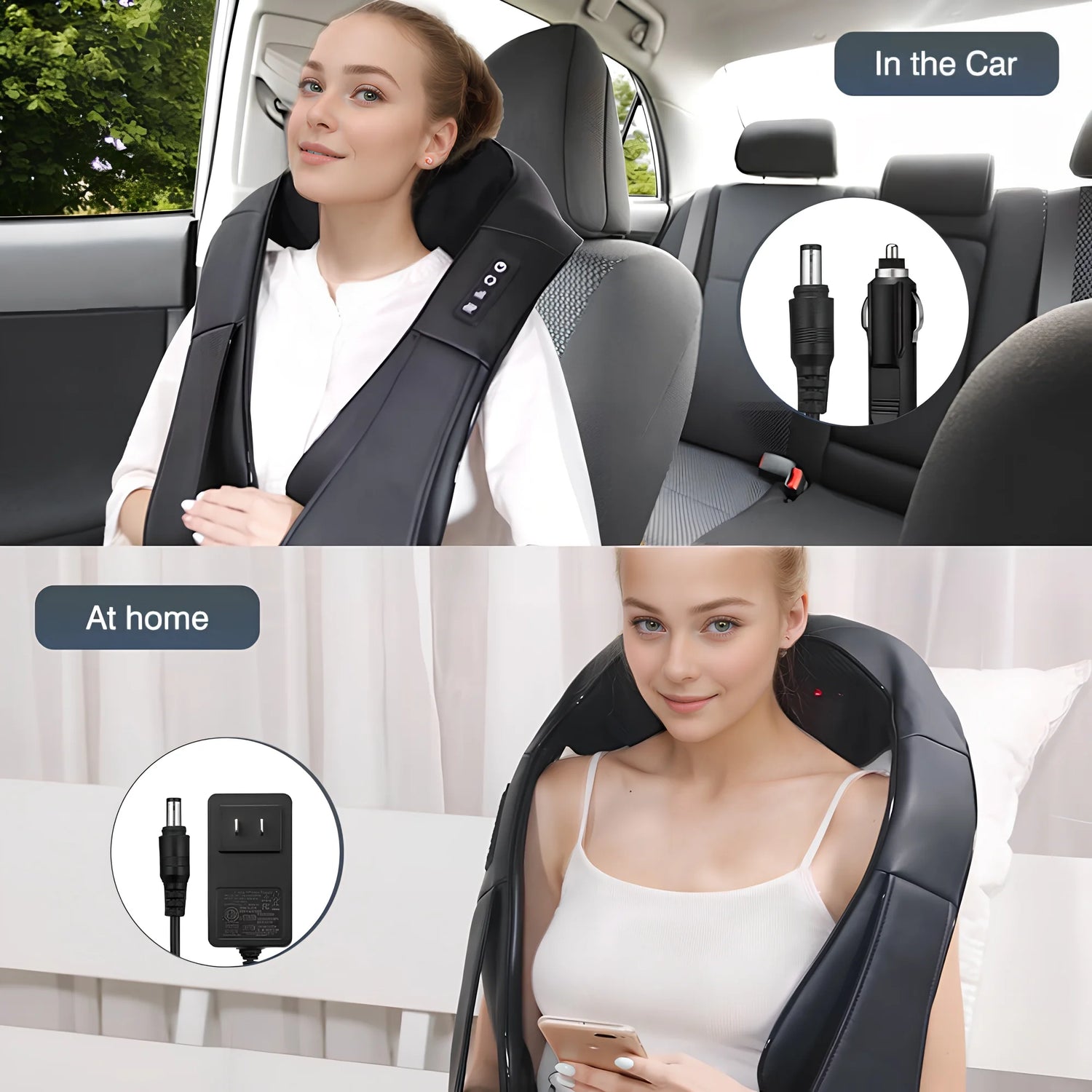 Shiatsu Shoulder Back and Neck Massager with Heat, Electric Deep Tissue Kneading Massage Pillow, Black