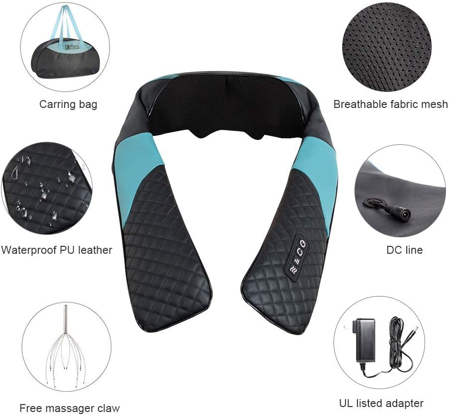 Shiatsu Back Shoulder and Neck Massager with Heat Deep Tissue 3D Kneading Massager for Relieving Muscle Pain Gift for Men/Women/Mom/Dad -Dark Blue