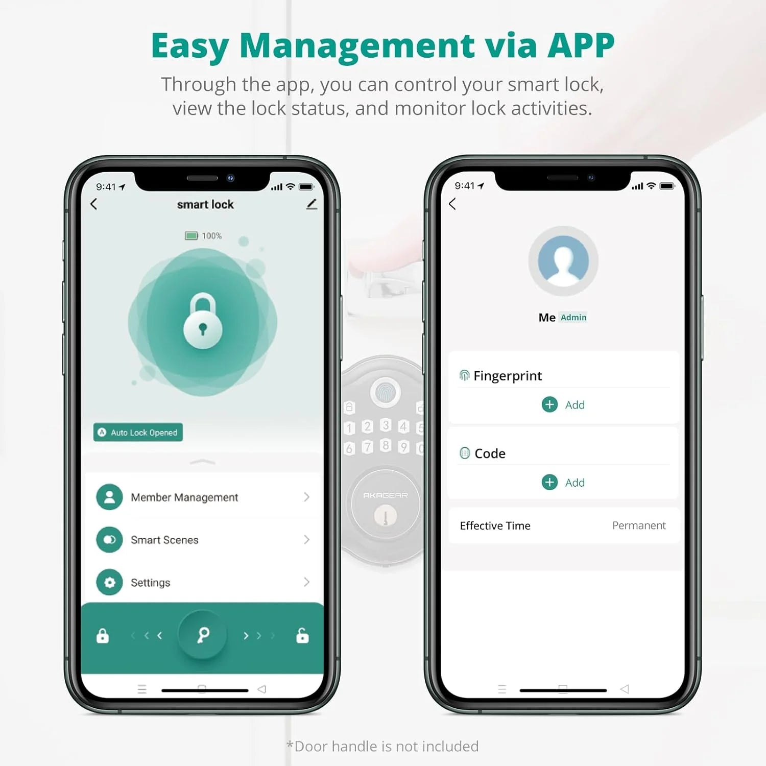 Fingerprint Door Lock with APP Control, Security Smart Deadbolt Locks for Front Door, Auto Lock, Easy Installation, Bronze