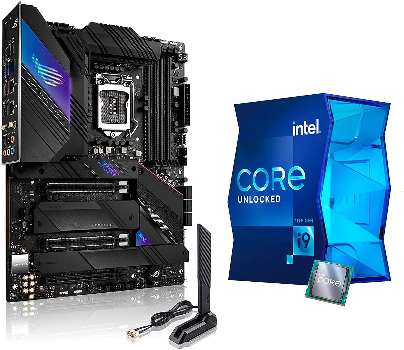 Micro Center Intel I9-11900K Desktop Processor 8 Cores up to 5.3 Ghz Unlocked LGA1200 125W Bundle with ASUS ROG Strix Z590-E Gaming Wifi 6E (Intel 11Th/10Th Gen) ATX Motherboard Pcie 4.0 DDR4