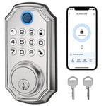 Fingerprint Door Lock, Keyless Entry Door Lock with APP Control, Smart Locks for Front Door, Deadbolt Lock with 50 User, Auto Lock, IP 66 Waterproof, Easy Installation, Silver