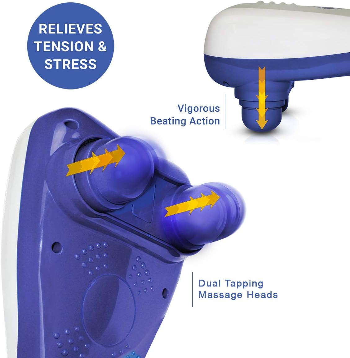 Electric Handheld Full Body Dual Head Percussion Massager Tapping Massage – Dual Tapper 3 Interchangeable Nodes Included