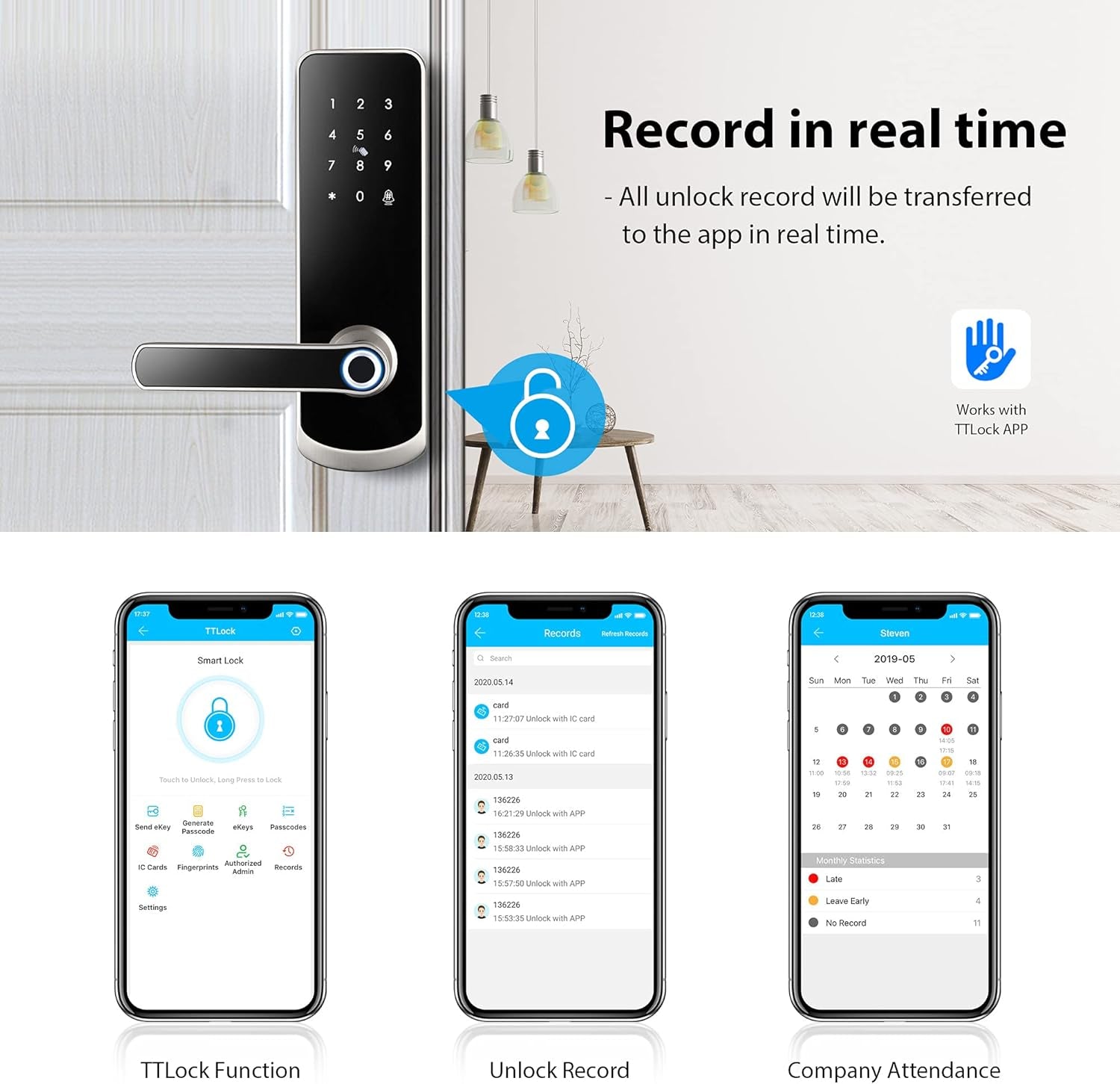 Smart Lock with Fingerprint Sensor, Keyless Entry, Wifi Connectivity, Silver