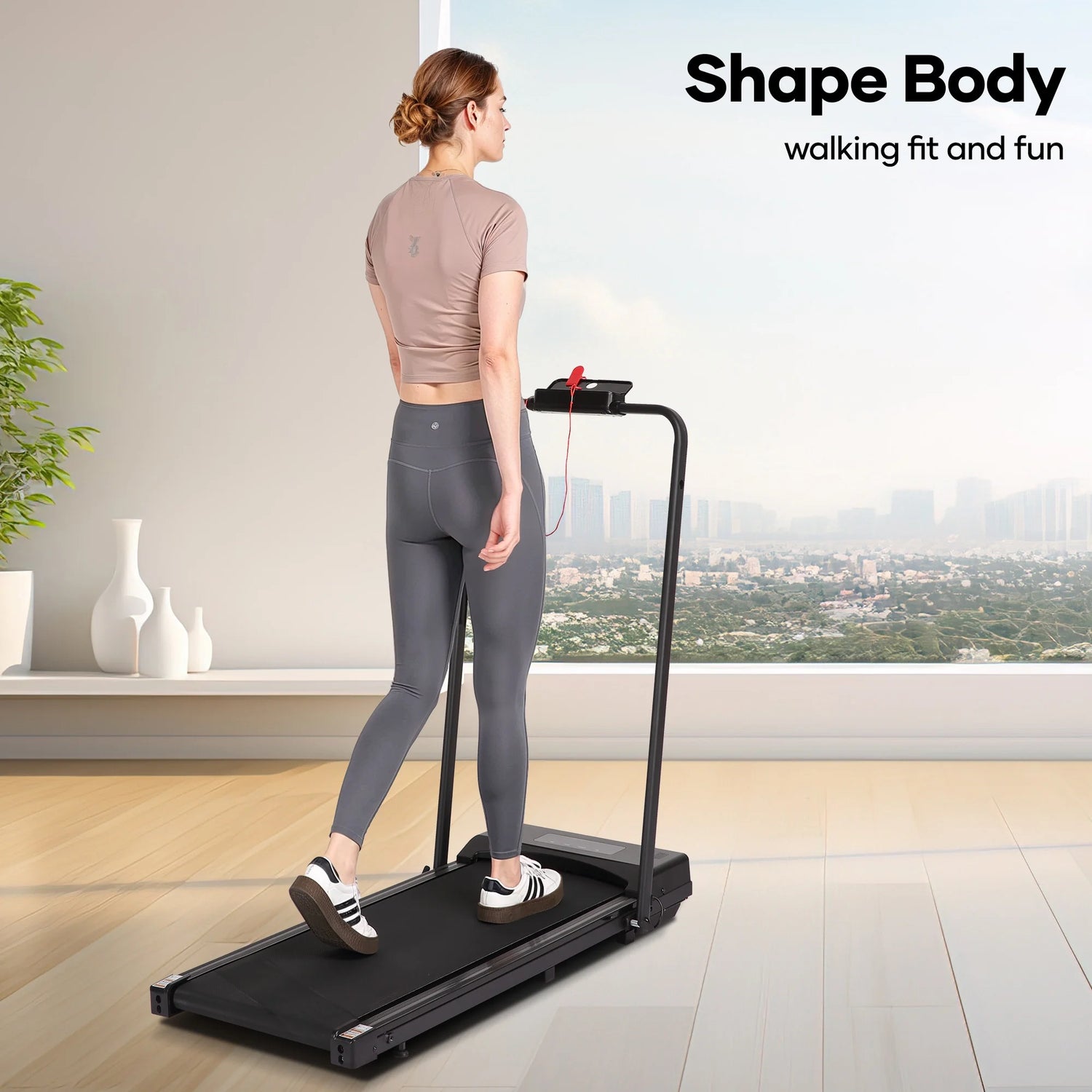 Treadmill Foldable 2 in 1 Walking Pad Compact Electric Running Remote Control for Home Fitness