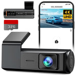 UDH Dash Cam, 4K Dashcam with Voice Control, APP Control, Dash Camera for Cars with Wi-Fi, Night Vision, G-Sensor, Loop Recording, Parking Mode, Includes 32GB SD Card - Black