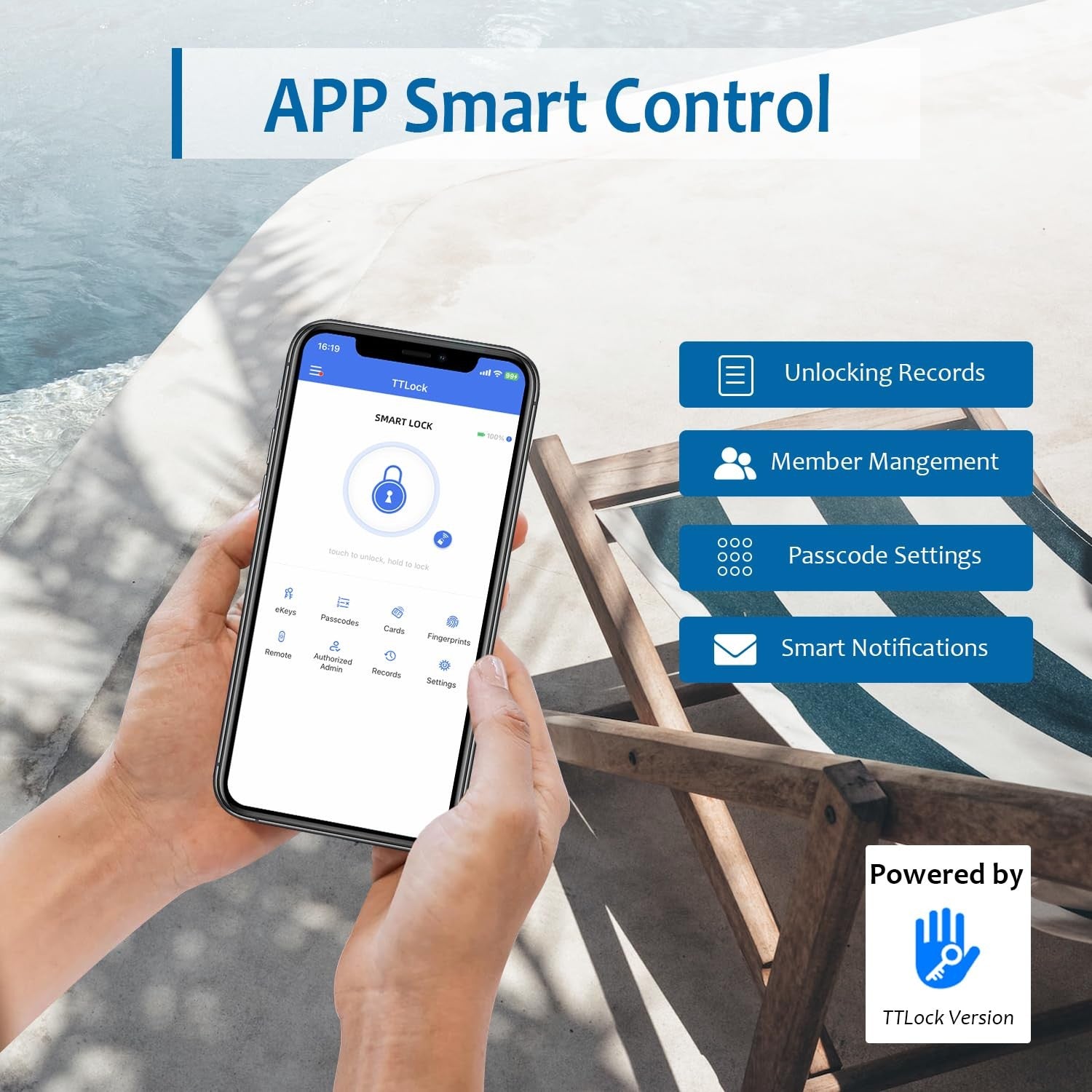 Smart Lock, 7-In-1 Keyless Entry Door Lock, Fingerprint Door Lock with Remote &