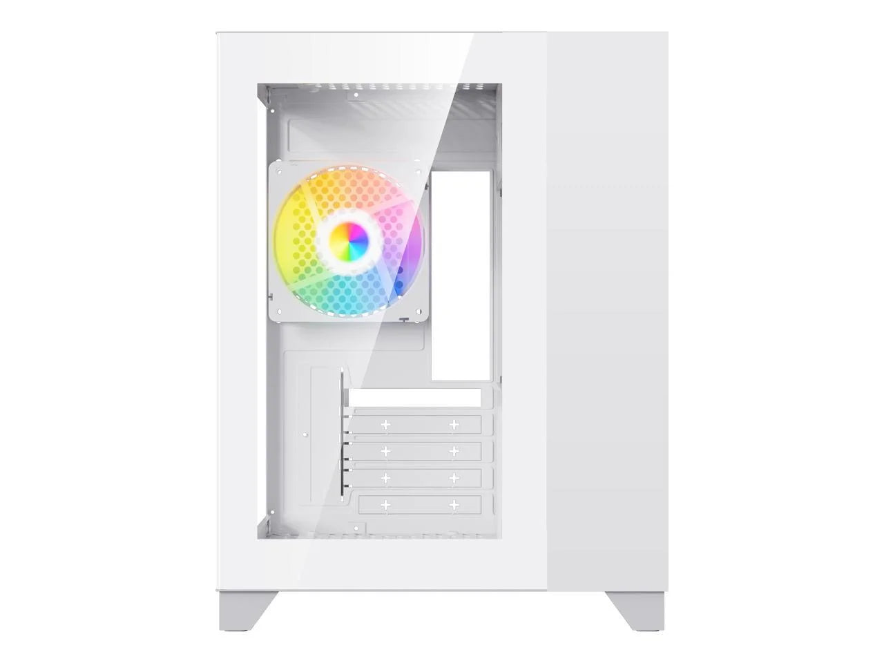 Argb-Q3.V2-W White USB3.0 Tempered Glass Micro ATX Gaming Computer Case W/ Dual Tempered Glass Panel and 3 X ARGB LED Fans (Pre-Installed)