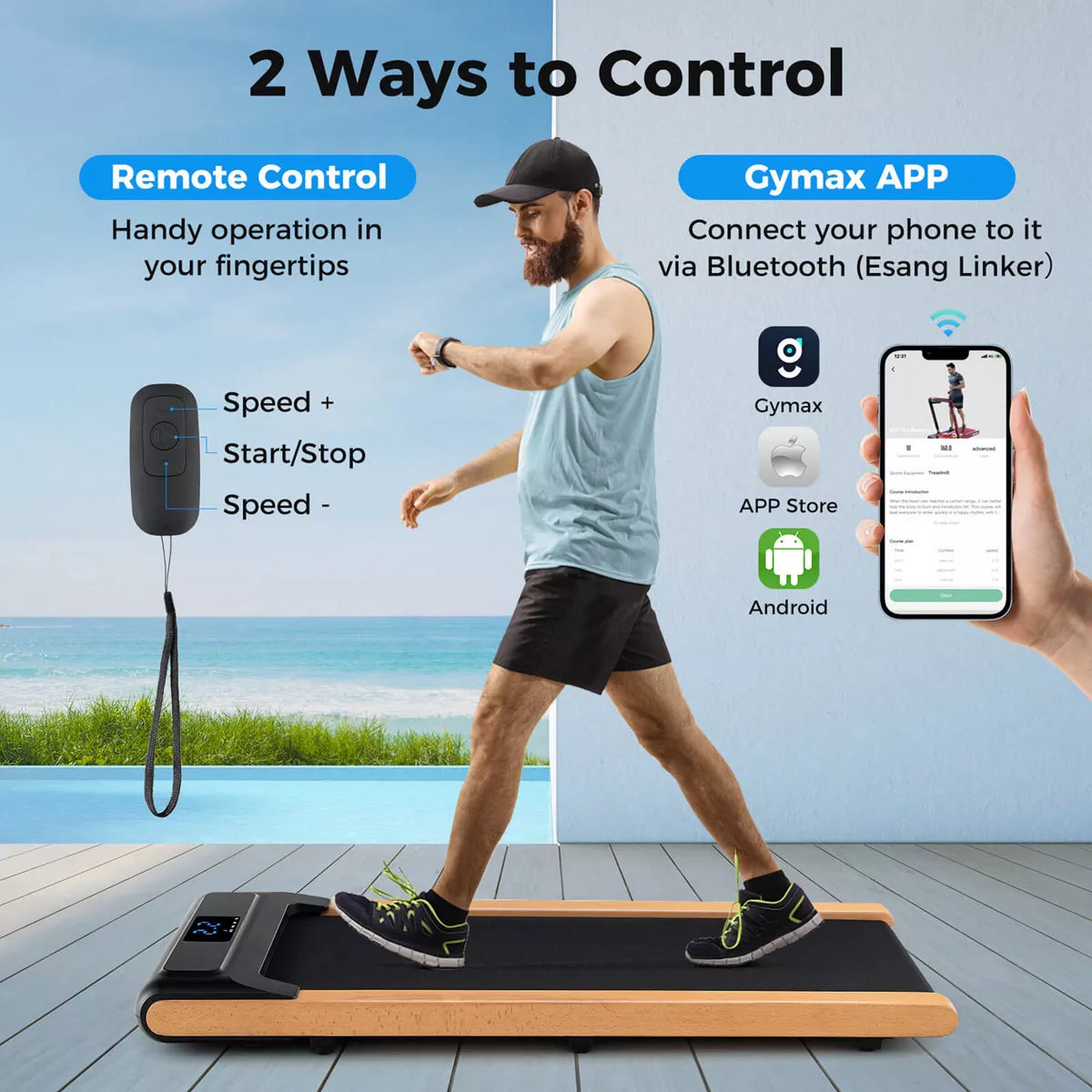 Superfit 3-In-1 Walking Pad under Desk Treadmill with Remote Smart APP Control LED Display