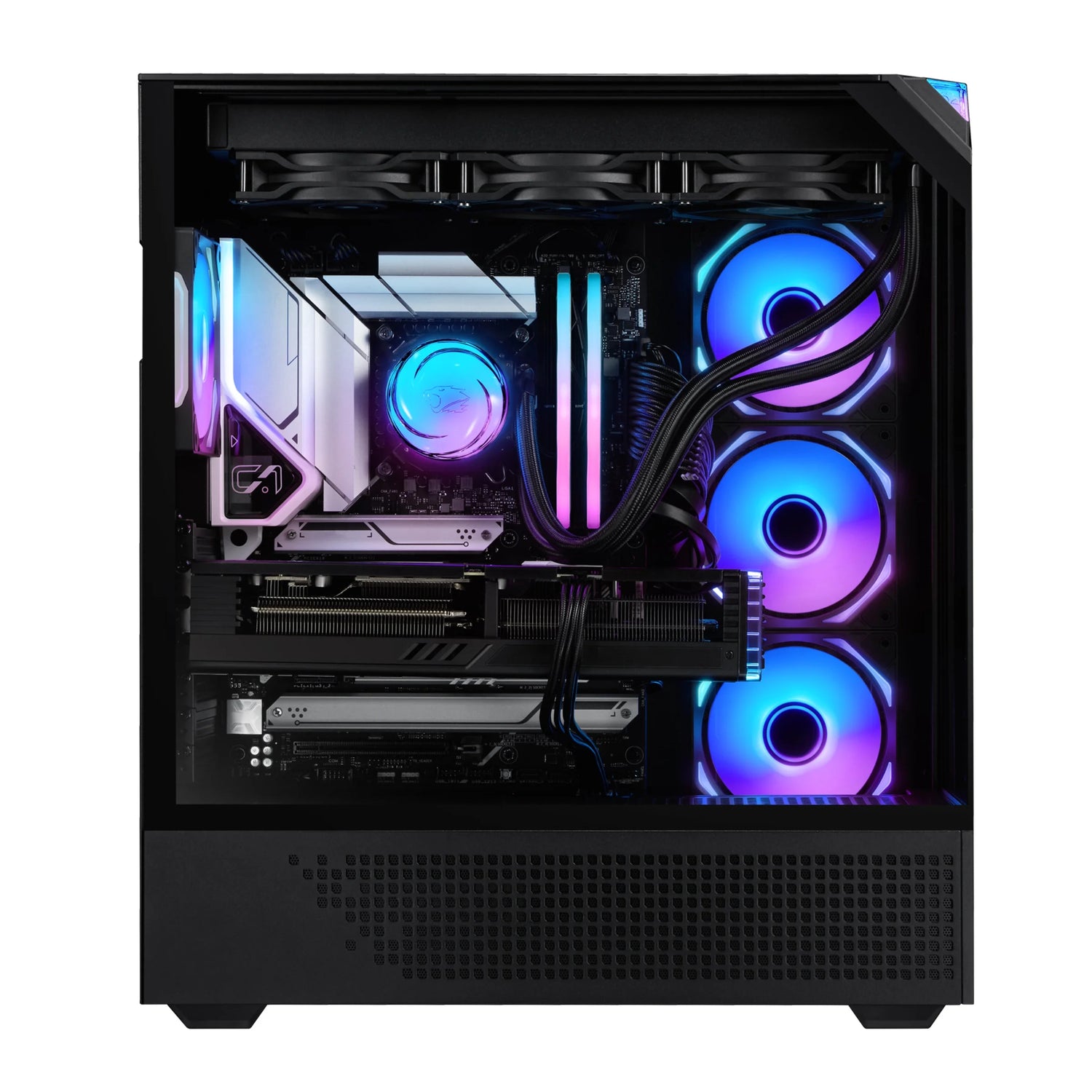 Element Pro Black Gaming PC Desktop Computer Intel I9 14900KF, NVIDIA Geforce RTX 5070 12GB, 32GB RAM, 2TB SSD, Windows 11 EPBI9N5701