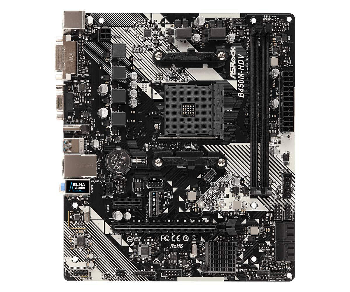 Asrock B450M HDV R4.0 Motherboard AM4 DDR4 Microatx for AMD Ryzen Cpus