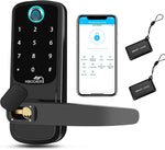 Hbodier 5-In-1 Smart Door Lock - Keyless Entry with Fingerprint, App, IC Cards, Passcode, and Keys - Black