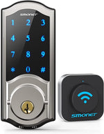 SMONET Bluetooth Smart Lock Electronic Digital Smart Deadbolt, Keyless Entry Door Lock with Keypads, Gateway Hub Included, Compatible with Alexa,App,Code for Home Apartment Front Door, Silver