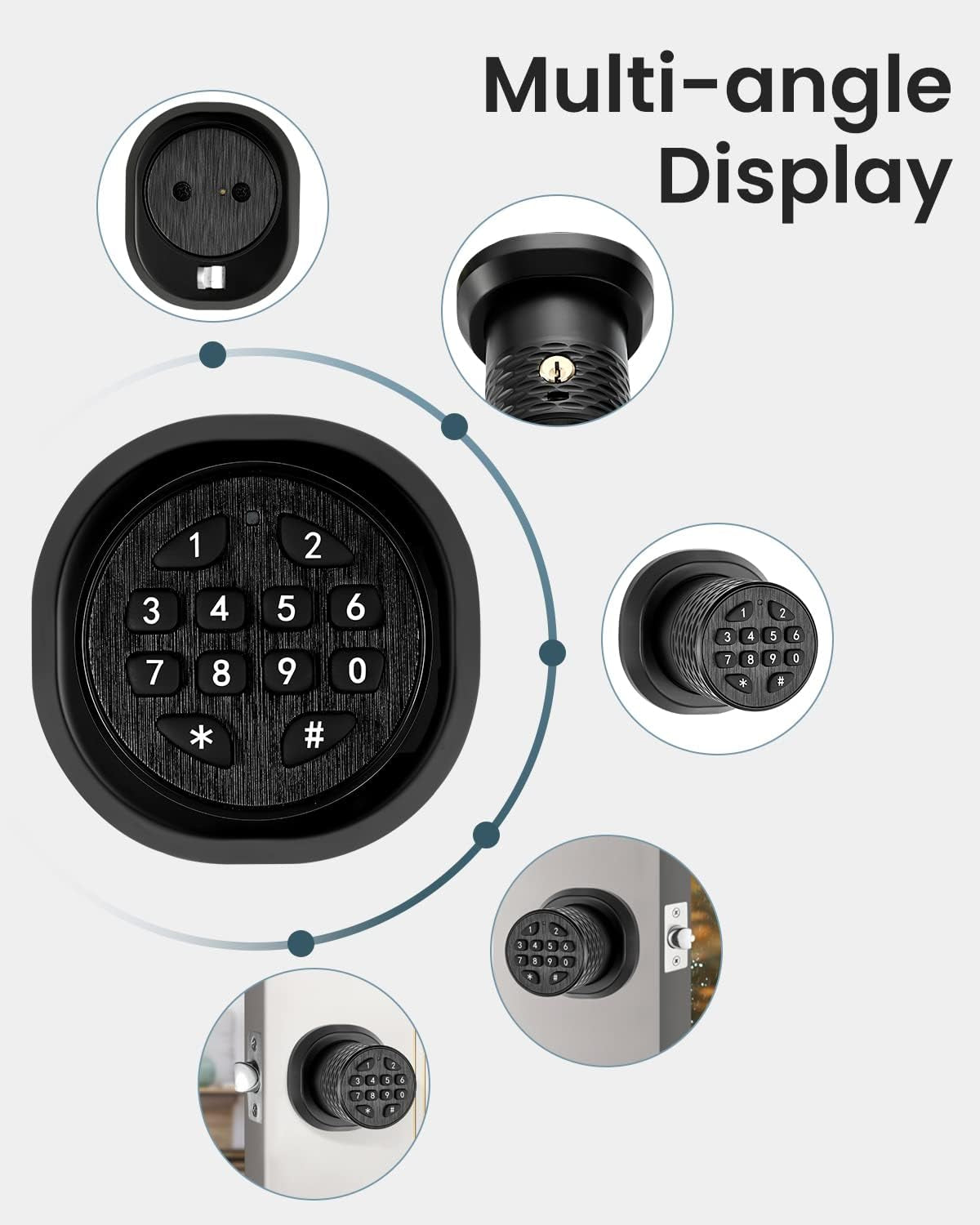Smart Door Knob with Keypad, Electronic Keyless Entry Door Lock, 3S Auto Lock, A