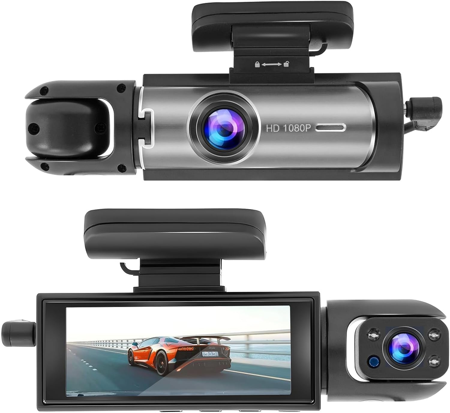1080P Dual Dash Cam with Night Vision, G Sensor & Loop Recording, 3.16" Screen