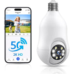 Light Bulb Security Camera for Home, 5G/2.4Ghz Wifi Lightbulb Camera Outdoor, 2K Eagle Eye Camera, 360 Degree Surveillance Motion Sensor, Color Night Vision, 2 Way Talk