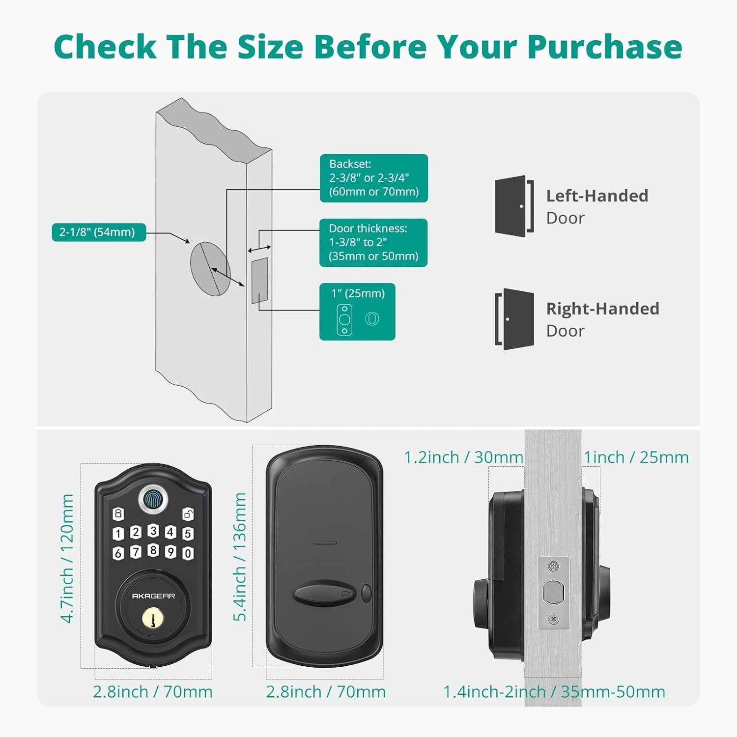 Keyless Entry Door Lock with APP Control, Fingerprint Security Deadbolt Lock for Front Door, Auto Lock, Easy Installation, Black