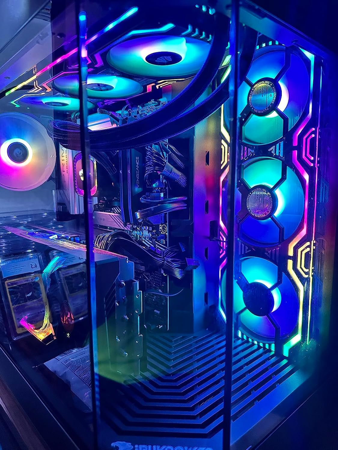 Matrix-Black 48 Addressable RGB Leds 240MM All-In-One Square Frame Integrated Fan with MB Sync/Analog Controller, Integrated PWM Control Fan for Computer Case and Liquid Cooling System