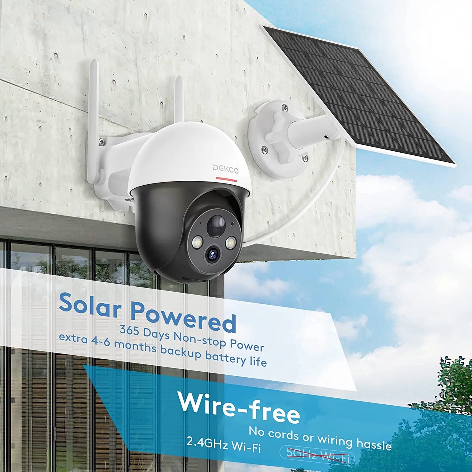 Rotating Outdoor Solar Dome Home Security Camera with Motion Alarm