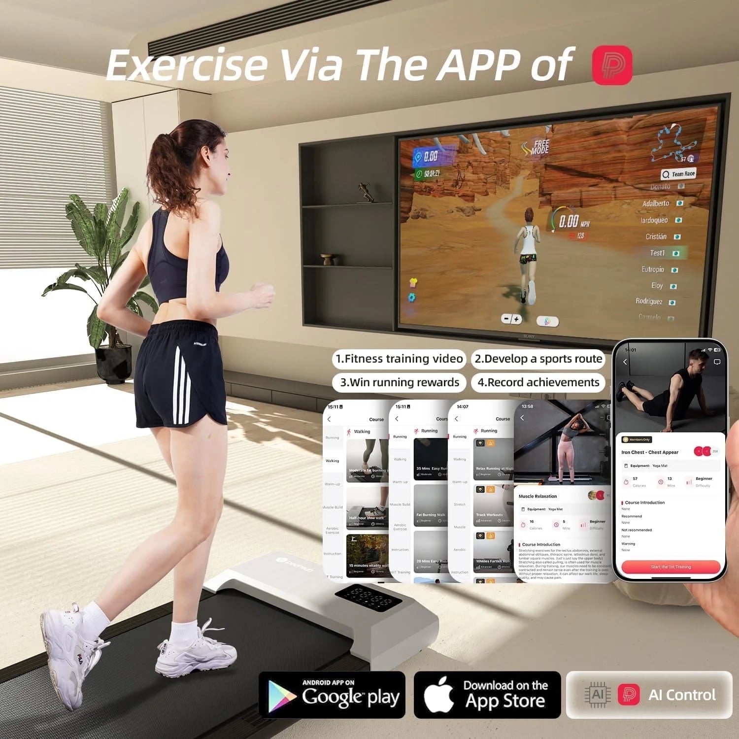 Electric Exercise Treadmill, 0.6-3.8 Mph Walking Pad with Remote Control and LED Display（Black)