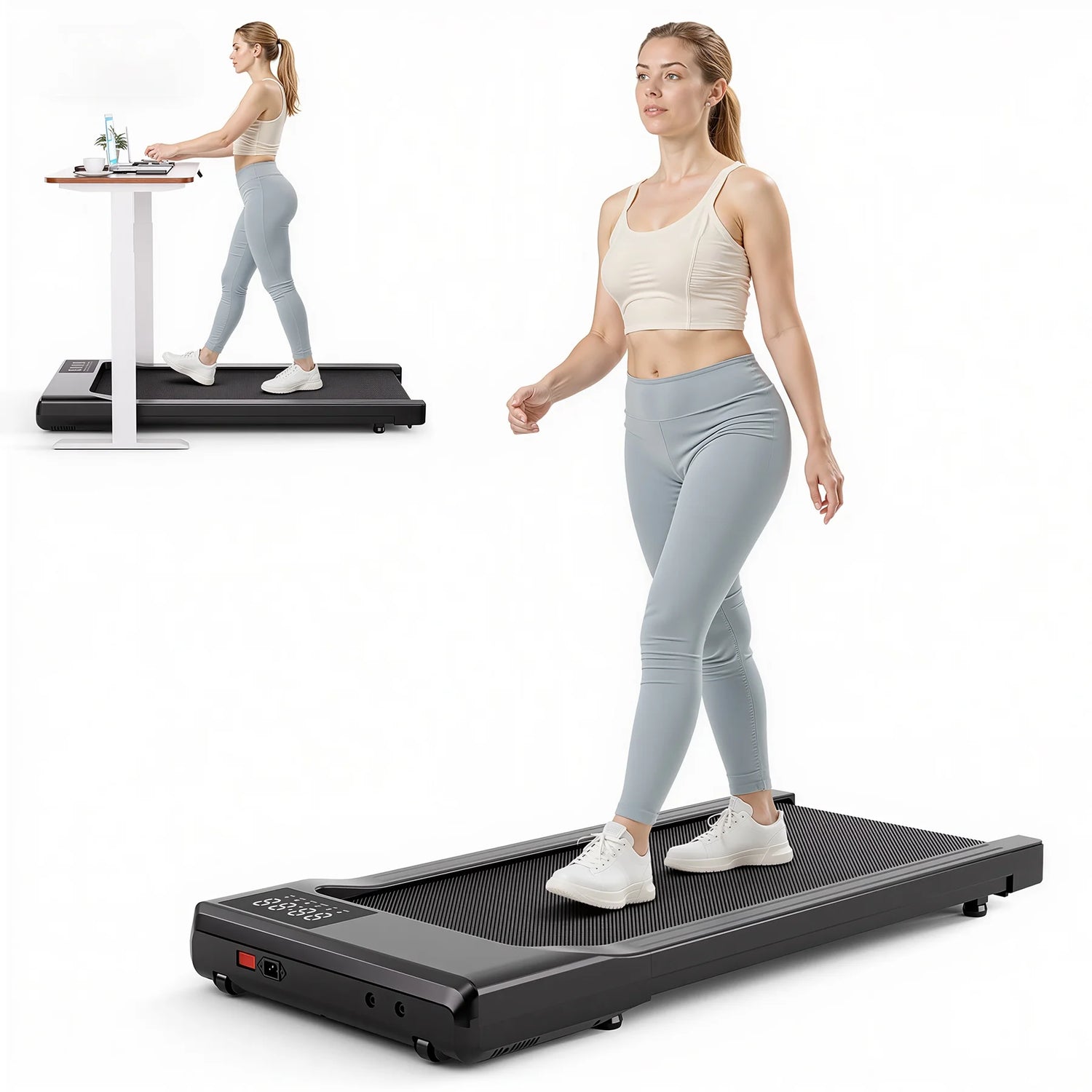 Walking Pad 300Lb, under Desk Treadmill with Remote Control 2 in 1 Portable Walking Pad Treadmill for Home/Office(Black)