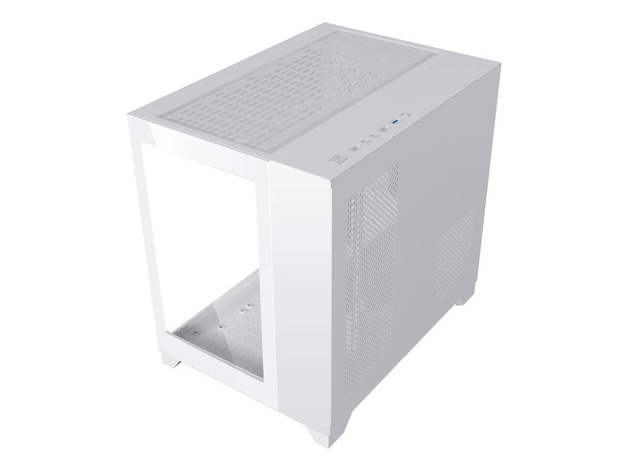 Argb-Q3.V2-W White USB3.0 Tempered Glass Micro ATX Gaming Computer Case W/ Dual Tempered Glass Panel and 3 X ARGB LED Fans (Pre-Installed)