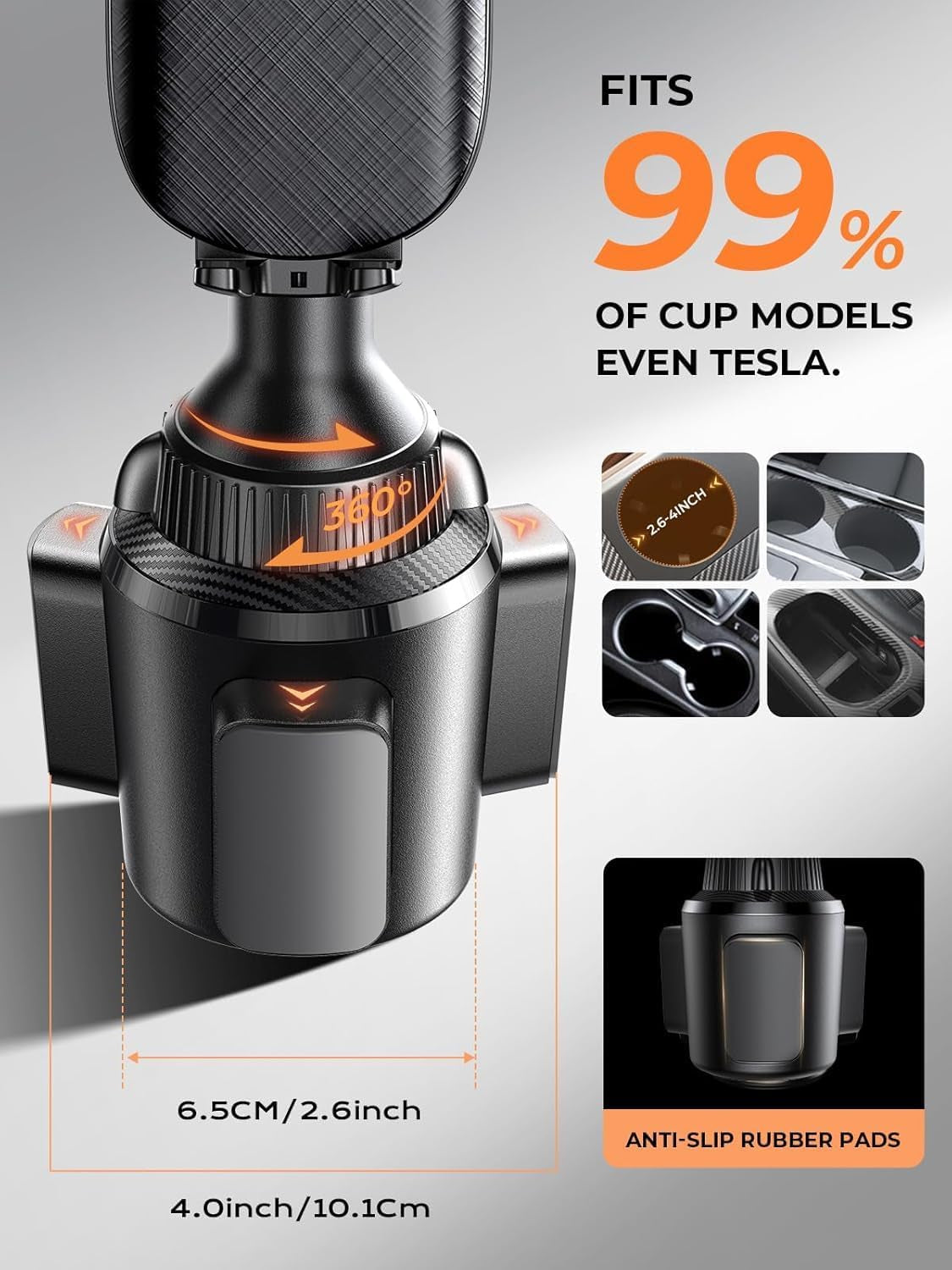 LISEN Cup Phone Holder [No Shaking] Phone Holder for Car, 360 Adjustable Iphone Holder for Car Accessories for Women Truck Jeep Golf for Iphone 17 Pro Max 16 15 14 13 Samsung S25 All 4-7'' Phone