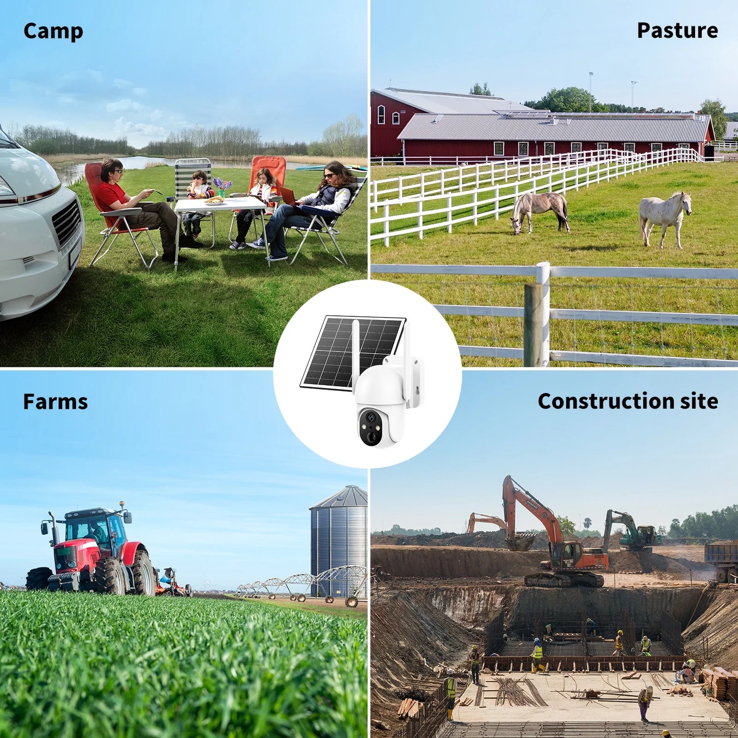 4G LTE Cellular Solar Security Camera, Wireless Outdoor PTZ 360° Home Farm Surveillance, 2K Color Night Vision, PIR Motion, Two-Way Audio, Waterproof