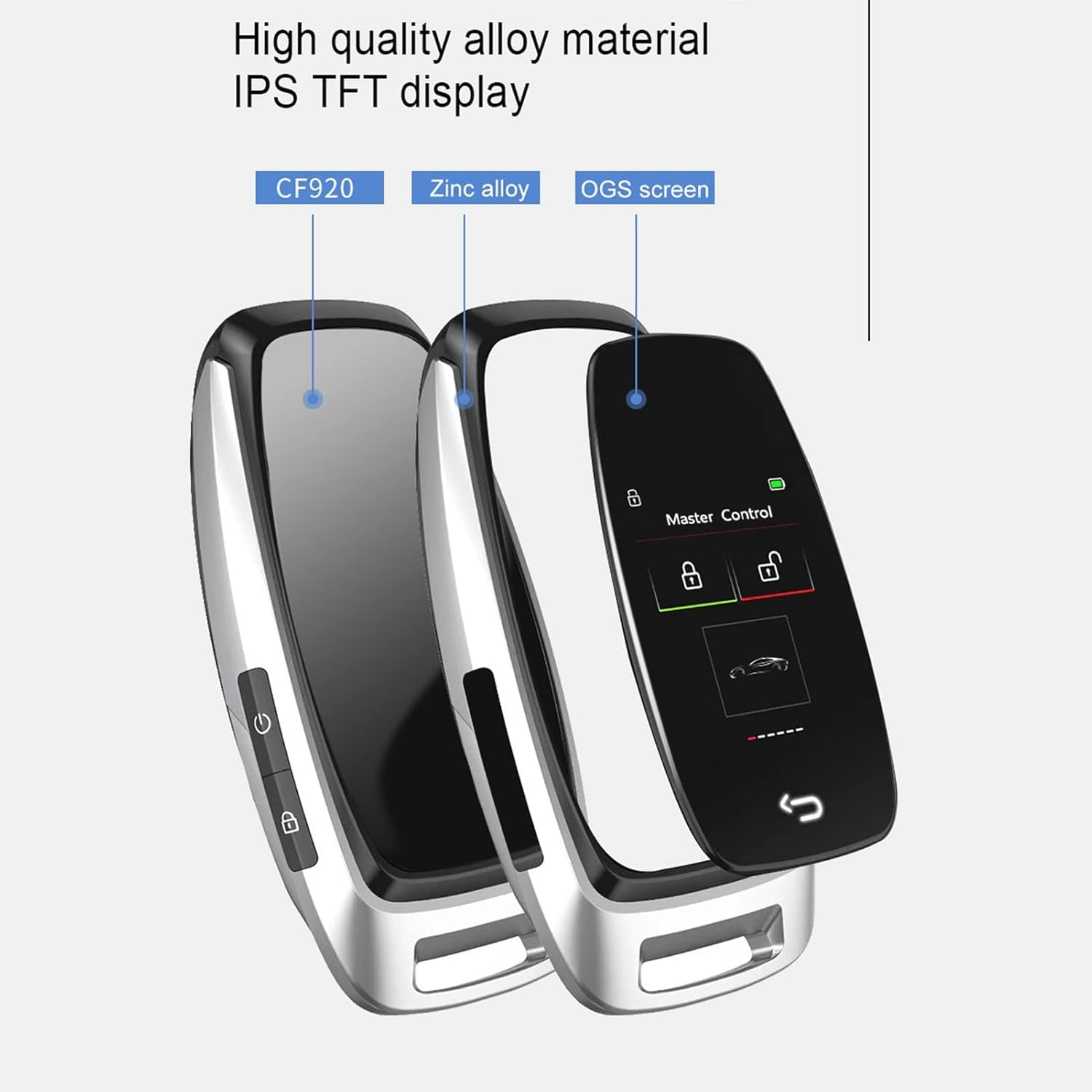 Smart LCD Key, anti Key Loss Car Remote Starter Key for One Button Start Cars (Black)