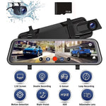 10'' Rear View Mirror Full Touch Screen Camera, Mirror Dash Cam with Wifi, Dash Cam Front 1080P and Rear 1080P, Free 32GB Card, Loop Recording Parking Monitor, Easy to Install
