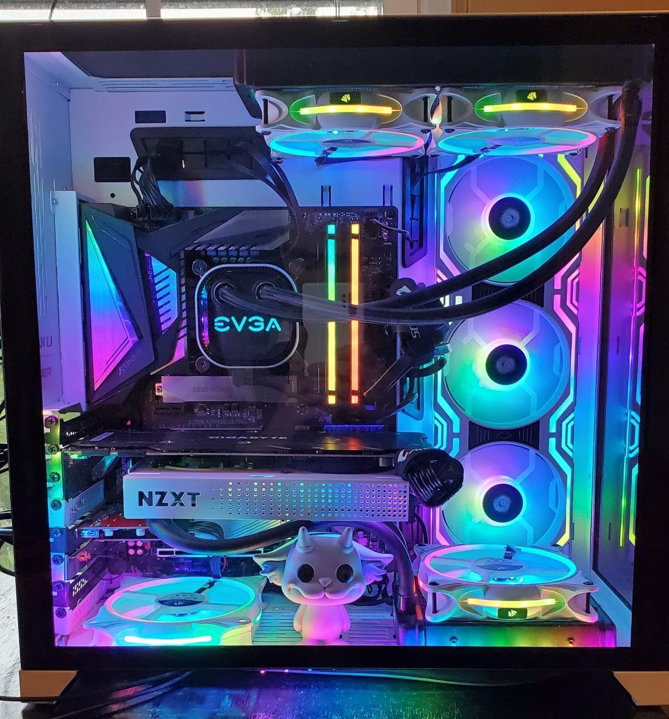 Matrix-White 48 Addressable RGB Leds 240MM All-In-One Square Frame Integrated Fan with MB Sync/Analog Controller, Integrated PWM Control Fan for Computer Case and Liquid Cooling System