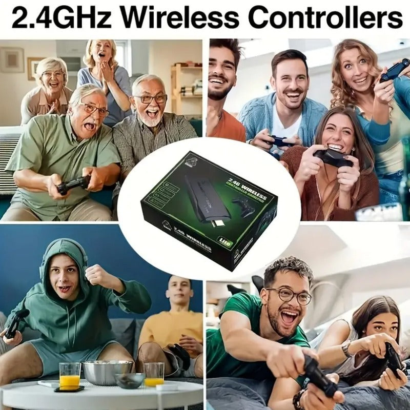 M8 Portable Mini Gamepad, Plug & Play, with 2 Wireless Controllers and a 64G Micro SD Card, HDTV Game Console