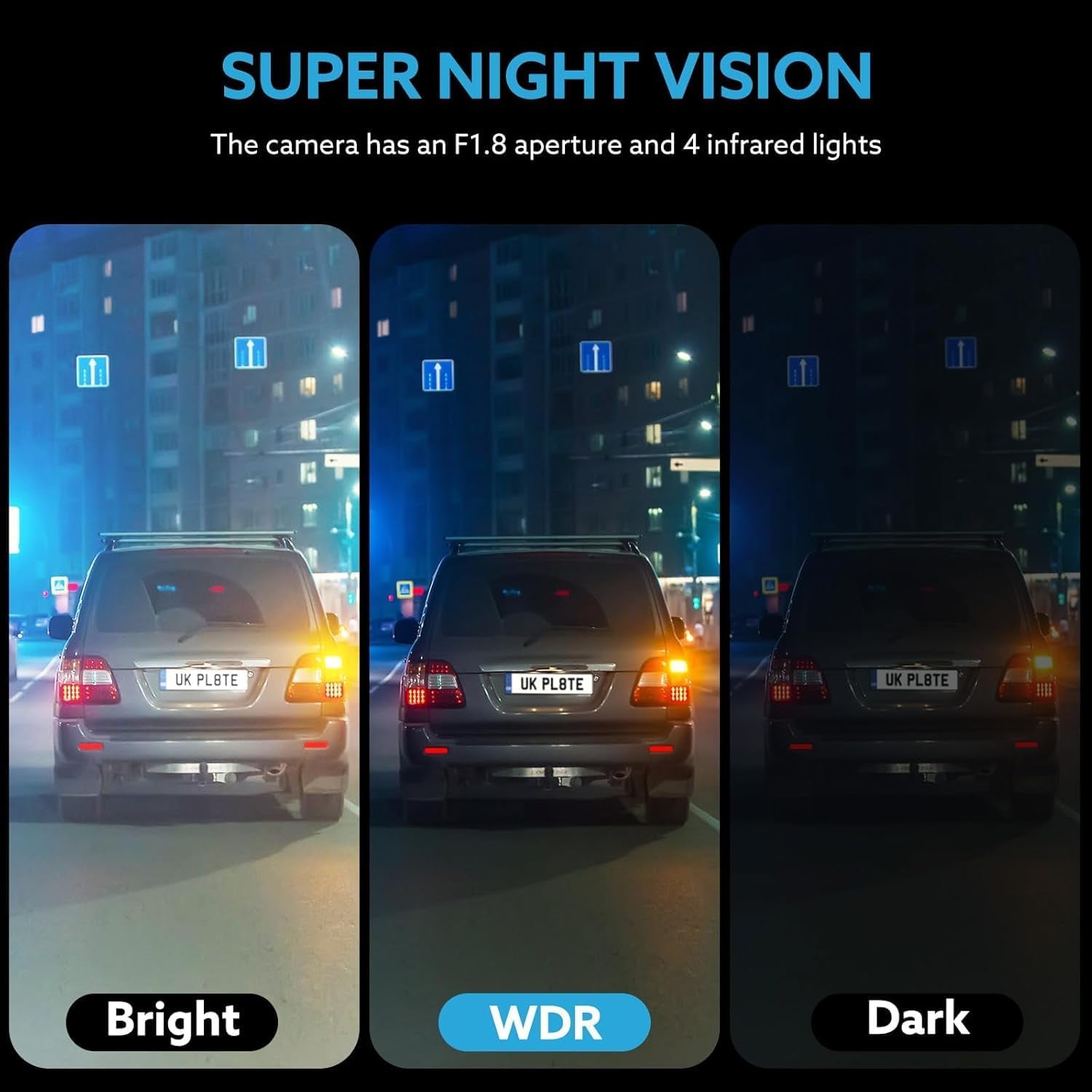 1080P Dual Dash Cam with Night Vision, G Sensor & Loop Recording, 3.16" Screen