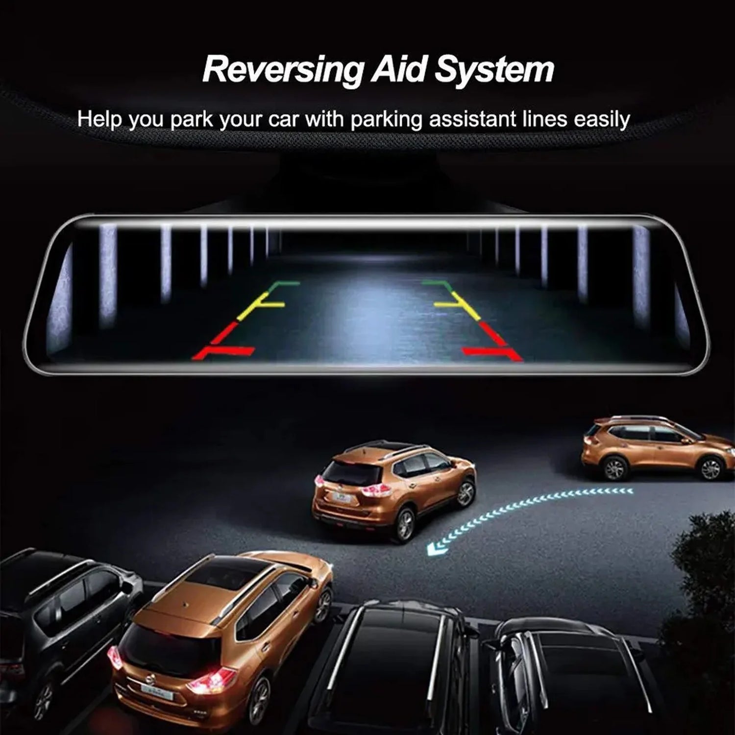 10'' Rear View Mirror Full Touch Screen Camera, Mirror Dash Cam with Wifi, Dash Cam Front 1080P and Rear 1080P, Free 32GB Card, Loop Recording Parking Monitor, Easy to Install