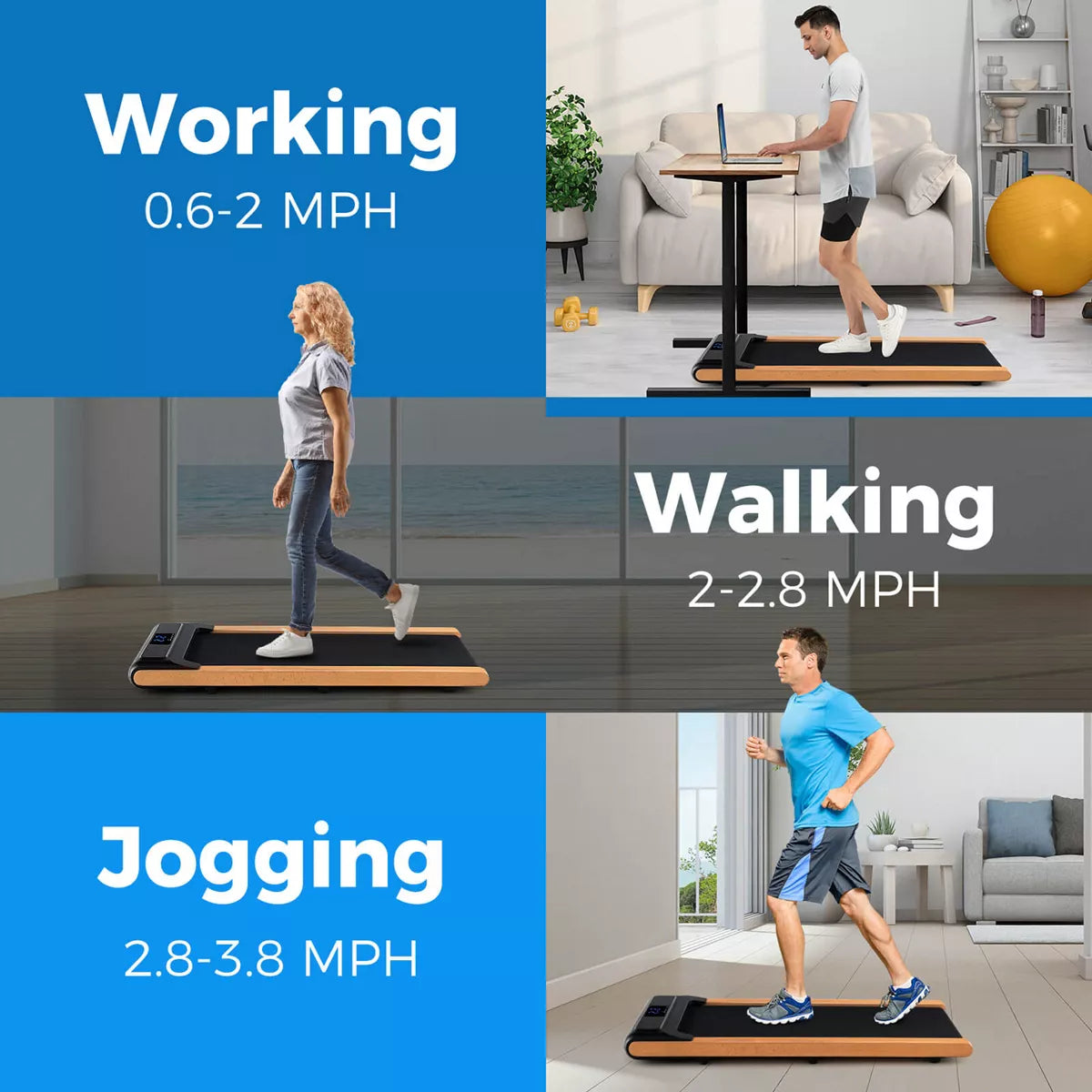 Superfit 3-In-1 Walking Pad under Desk Treadmill with Remote Smart APP Control LED Display