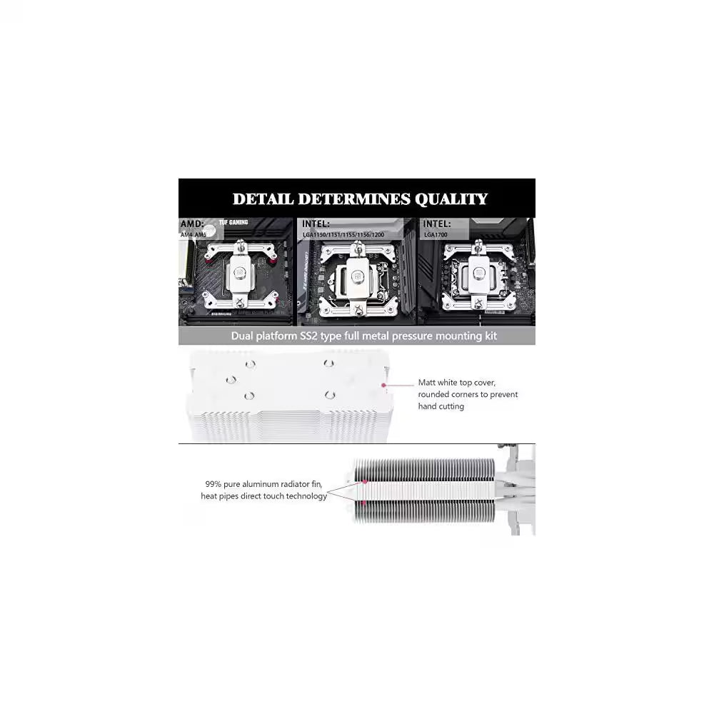 Assassin King 120 SE White ARGB CPU Air Cooler 5 Heatpipes Quiet Fan for AMD AM4 Intel LGA1700 1150 1151 1200