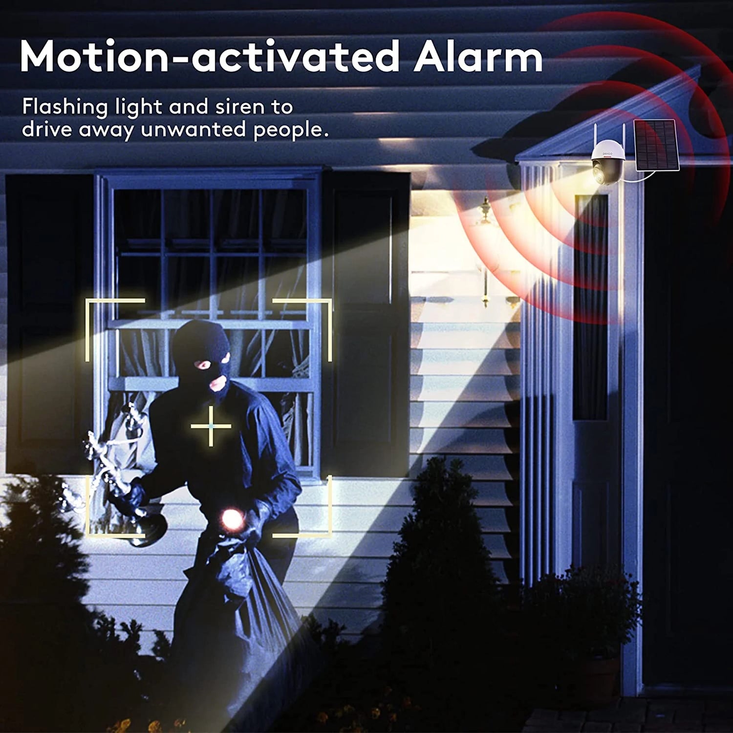 Rotating Outdoor Solar Dome Home Security Camera with Motion Alarm