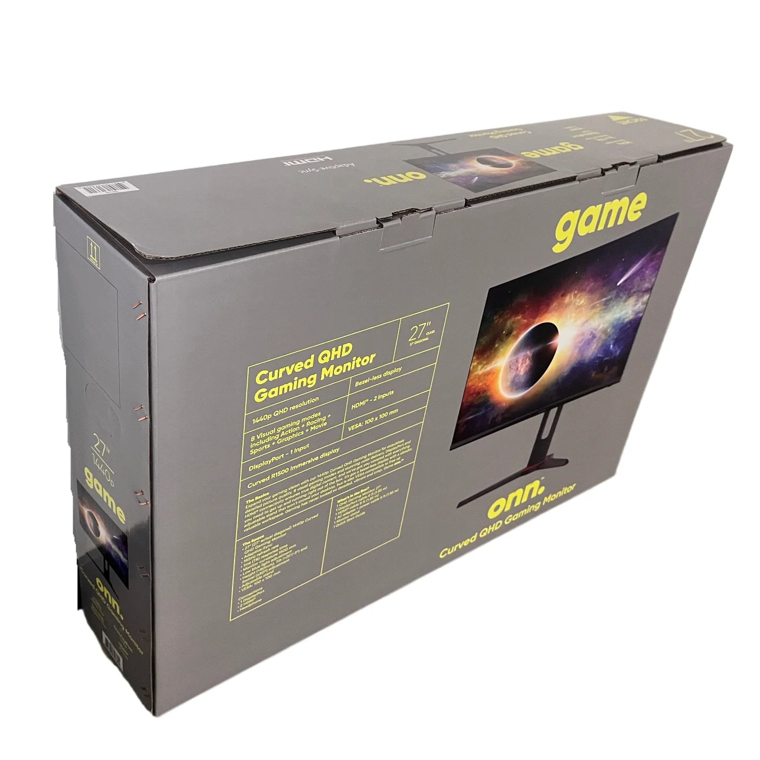 27" Curved QHD (2560 X 1440P) 180Hz 1Ms AMD Freesync Gaming Monitor with Cables, Black, New