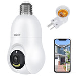 2K/3MP Light Bulb Security Camera, 2.4Ghz Wi-Fi Security Camera Wireless Outdoor, 360° Indoor Light Socket Camera