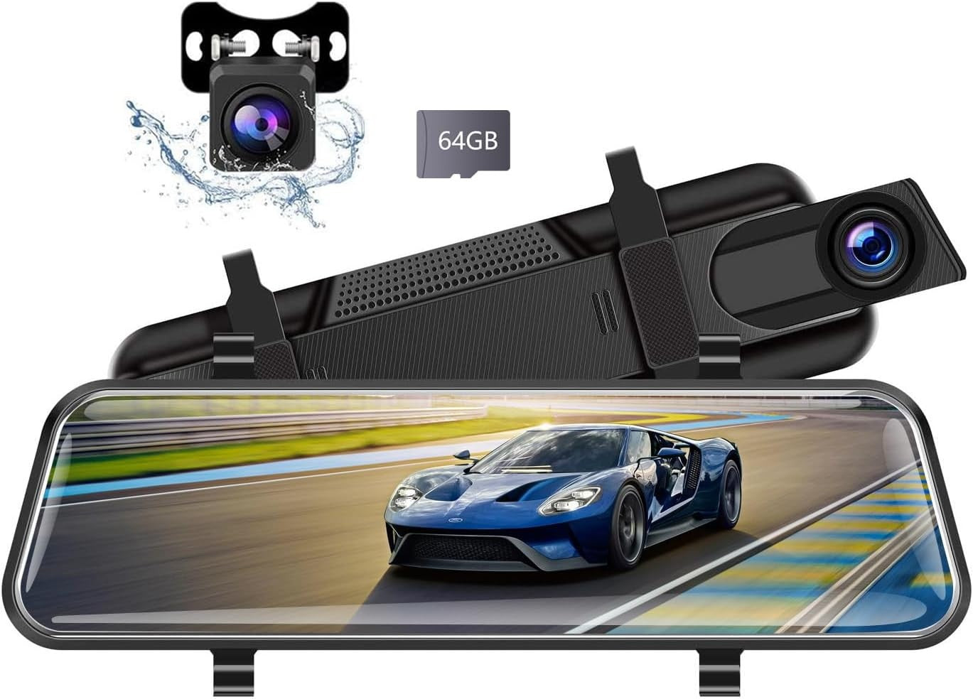 Mirror Dash Cam Backup Camera, 10'' 1440P Full HD Smart Rear View Mirror