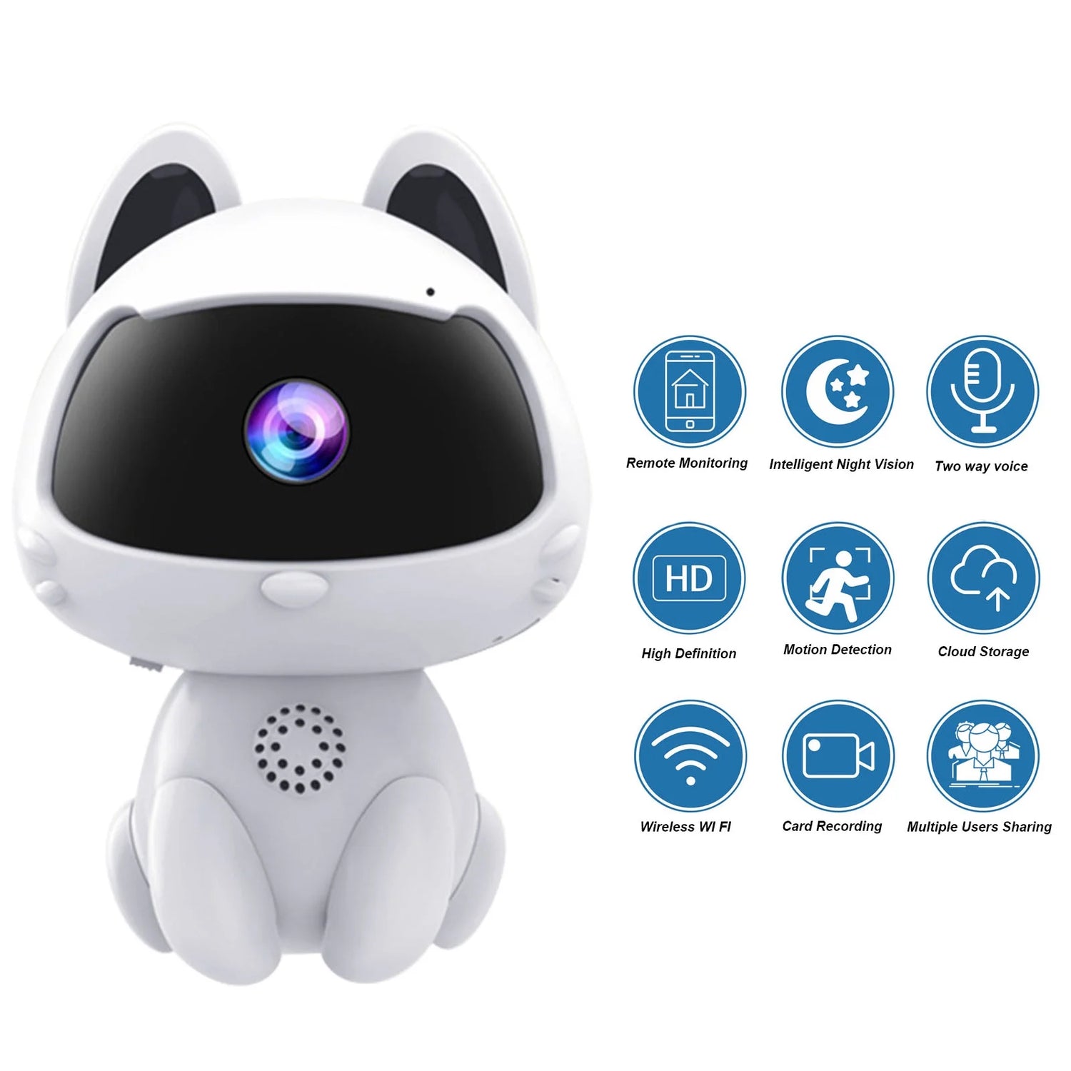 Wireless Security Camera Motion Detection Two Way Voice Robot Pet Shape Indoor Monitoring Camera