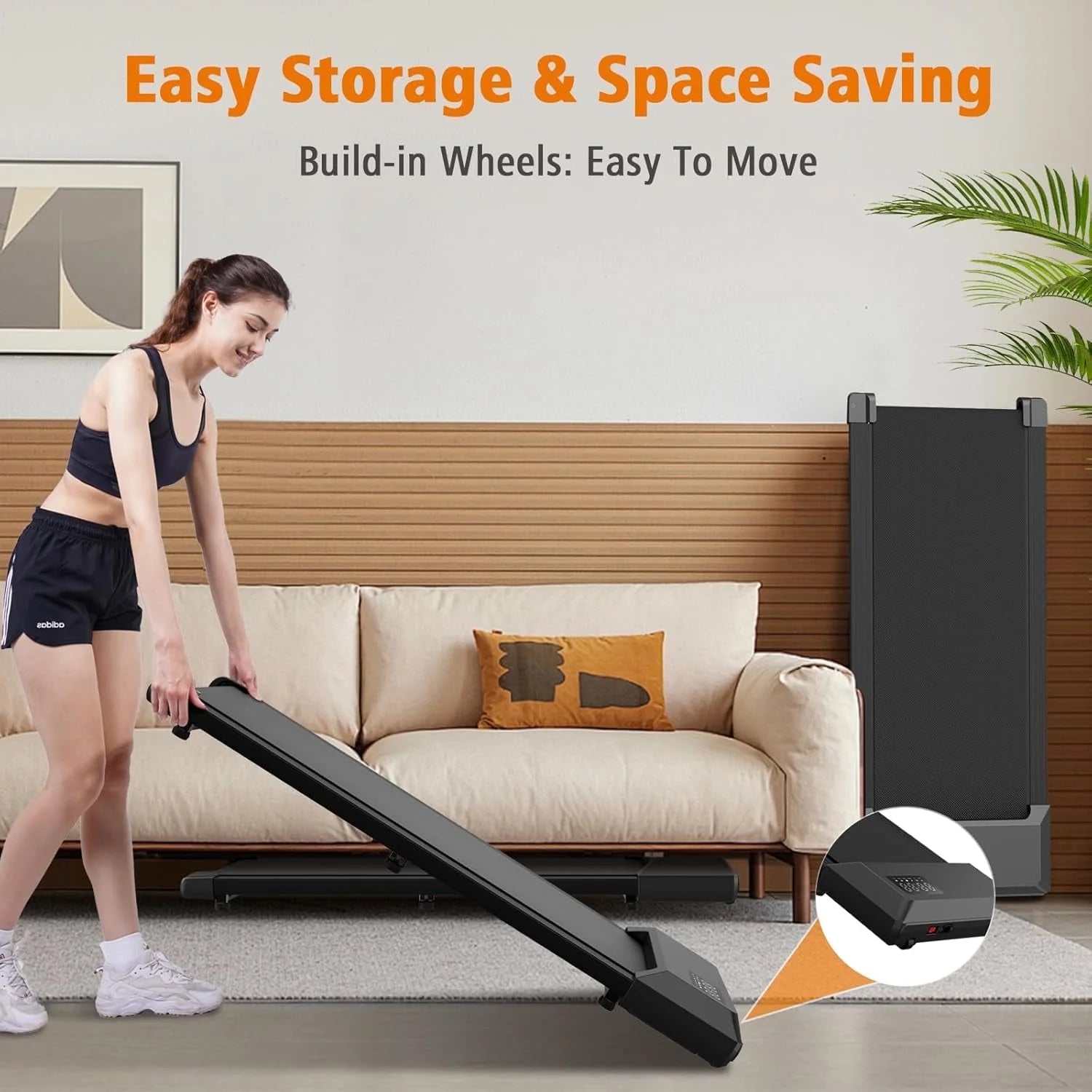 Electric Exercise Treadmill, 0.6-3.8 Mph Walking Pad with Remote Control and LED Display（Black)