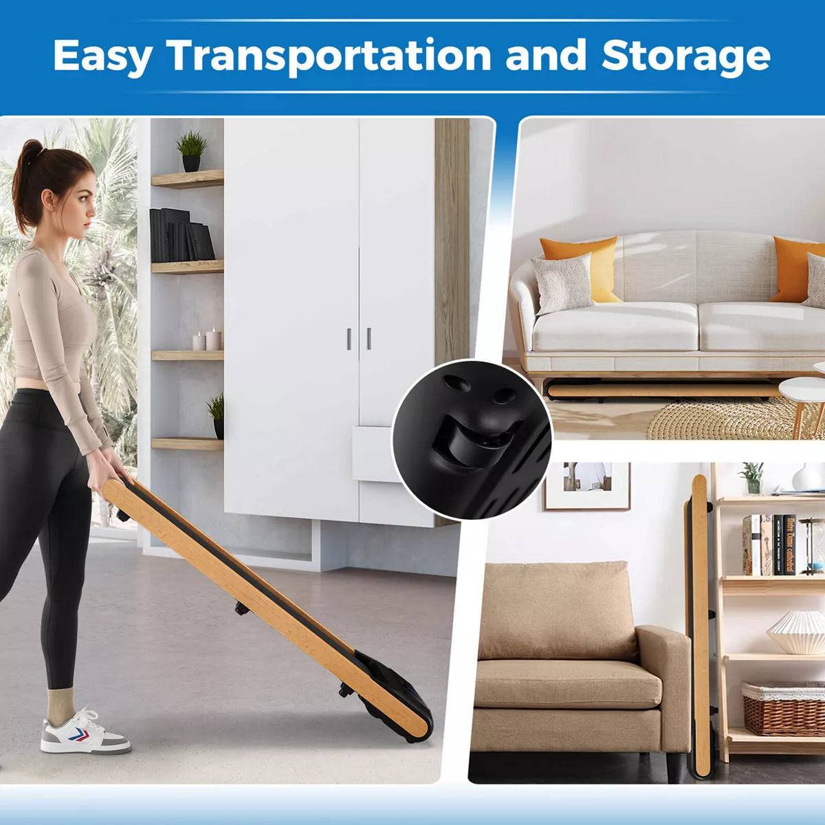 Superfit 3-In-1 Walking Pad under Desk Treadmill with Remote Smart APP Control LED Display