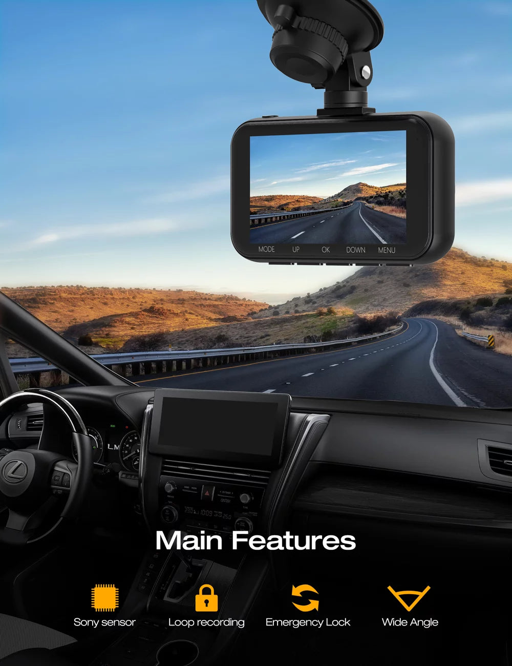 Dash Cam UHD 4K Front and FHD 1080P Rear, Dual Dash Camera DVR Car Camera WDR G-Sensor Support 256GB SD Card
