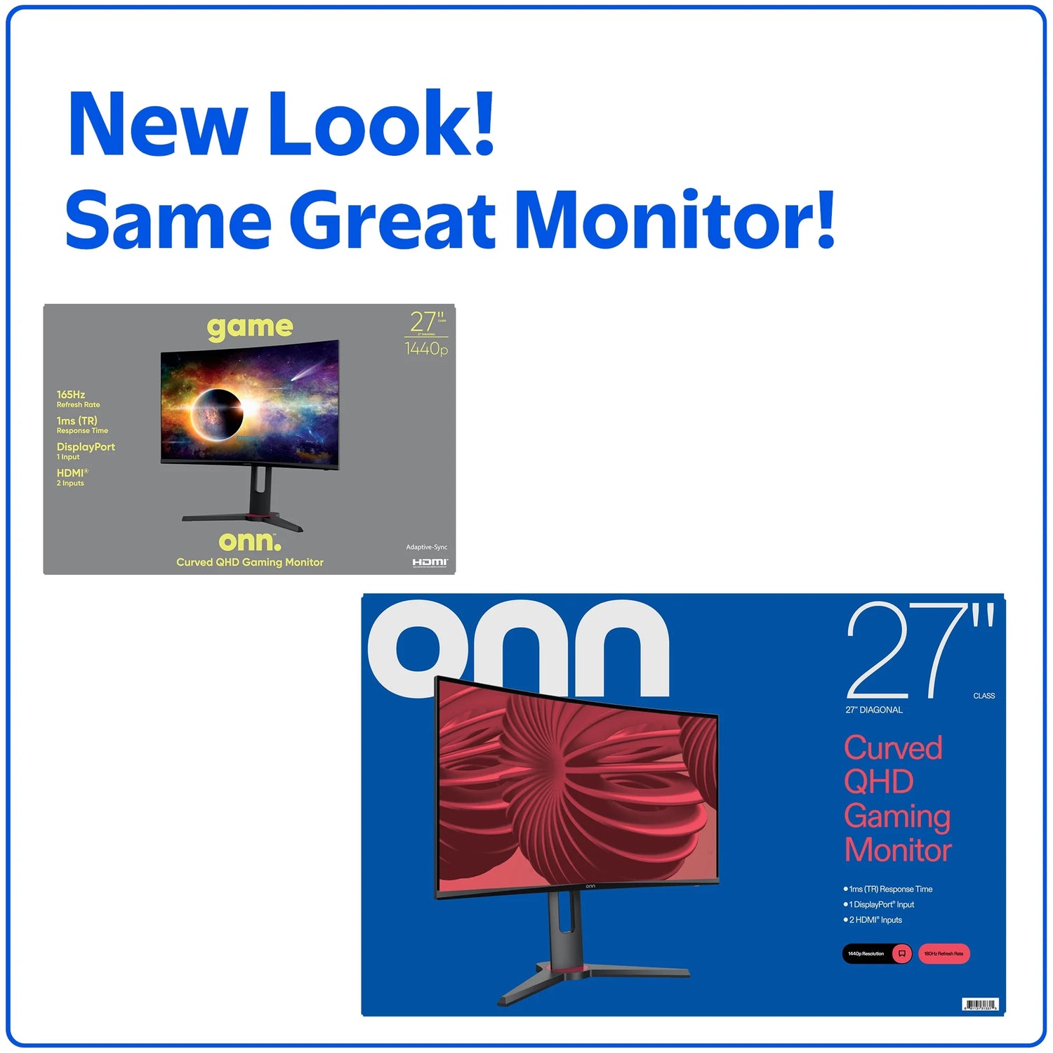 27" Curved QHD (2560 X 1440P) 180Hz 1Ms AMD Freesync Gaming Monitor with Cables, Black, New