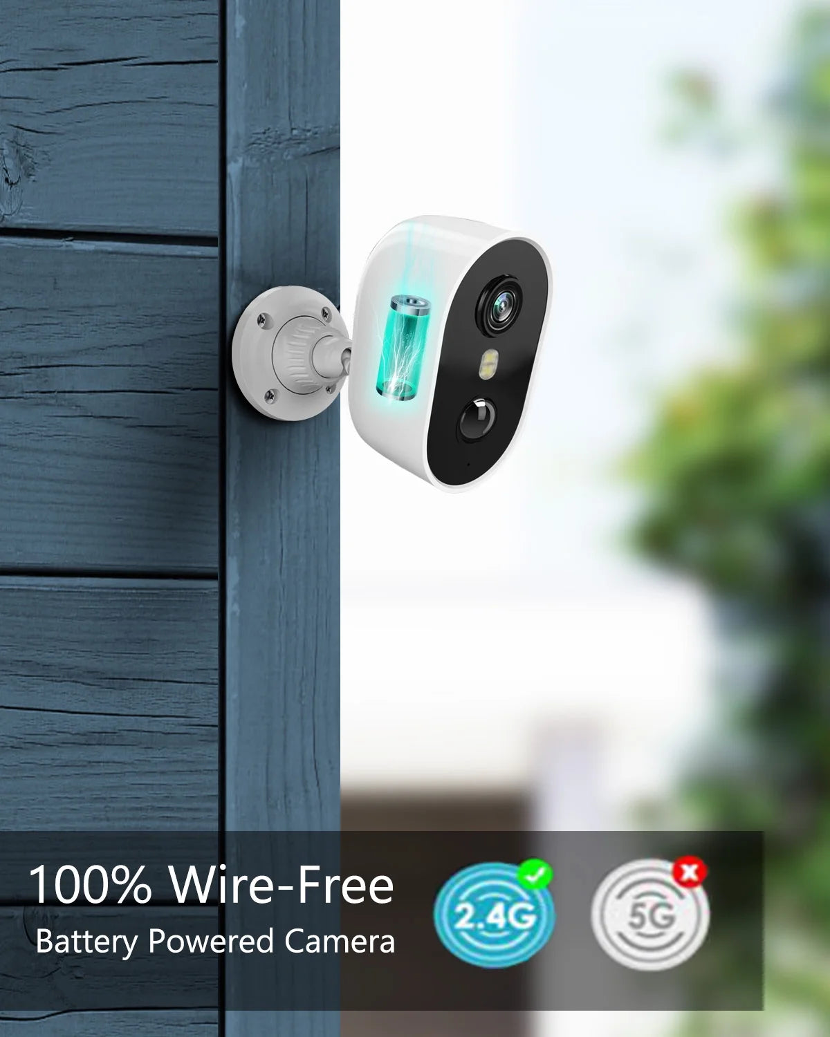 2K Wireless Outdoor Solar Security Camera with Spotlight, Waterproof PIR Detection, 2.4Ghz Wi-Fi, Rechargeable Battery Powered Home Surveillance Camera with Color Night Vision, 2-Way Audio