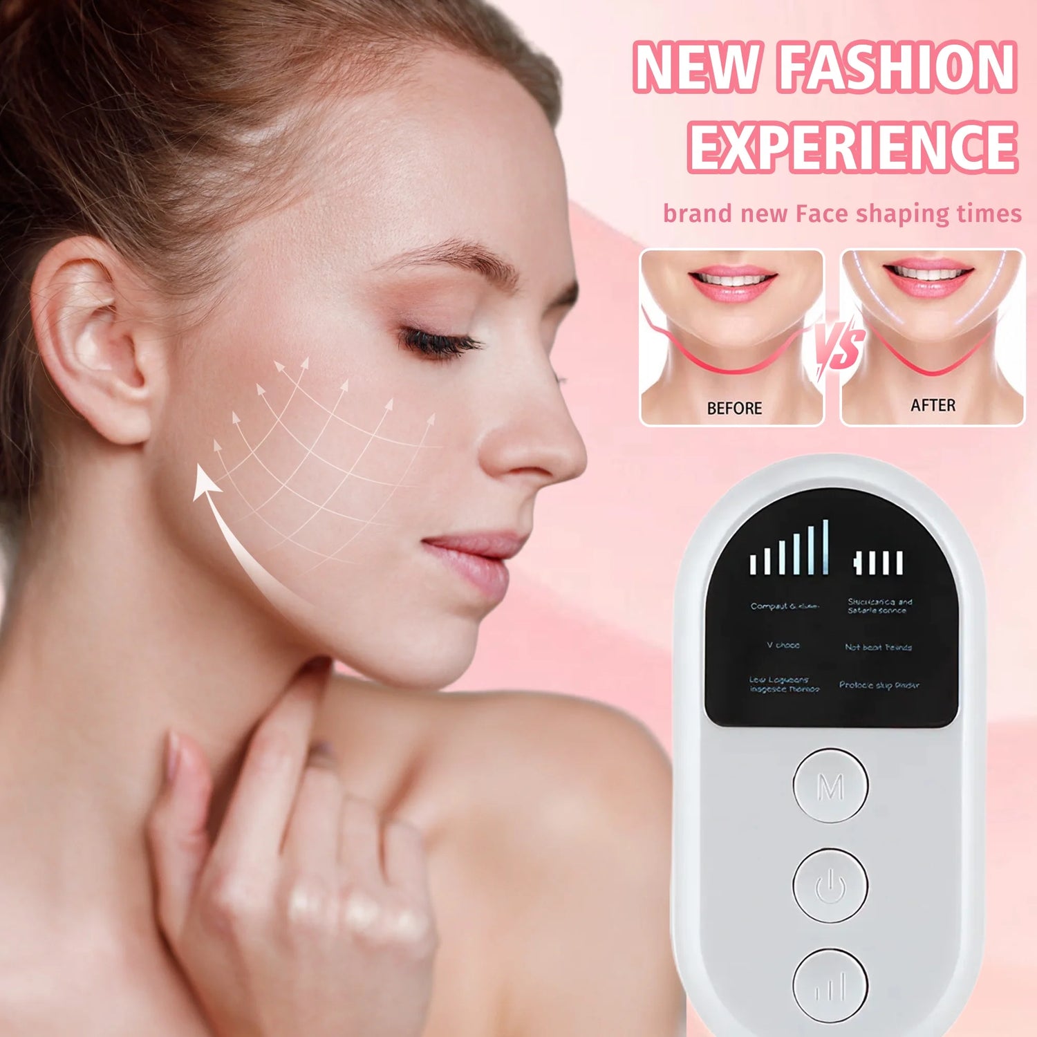Electric V-Face Shaper, Red and Blue Light Facial and Neck Beauty Device, Microcurrent Double Chin Reducer for Skin Care, Facial Lifting, Improvement, Smoothing, and Firming.