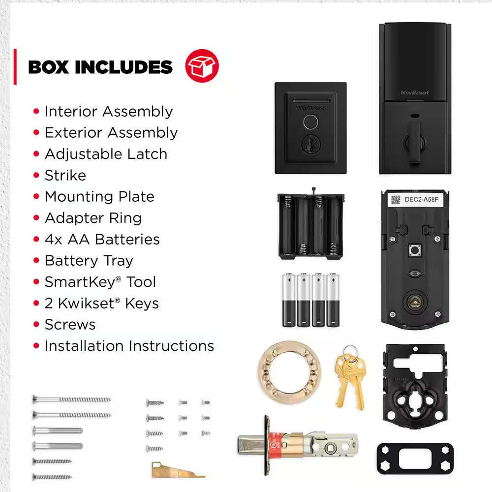 HALO Touch Matte Black Contemporary Fingerprint Wifi Electronic Smart Lock Deadbolt Featuring Smartkey Security