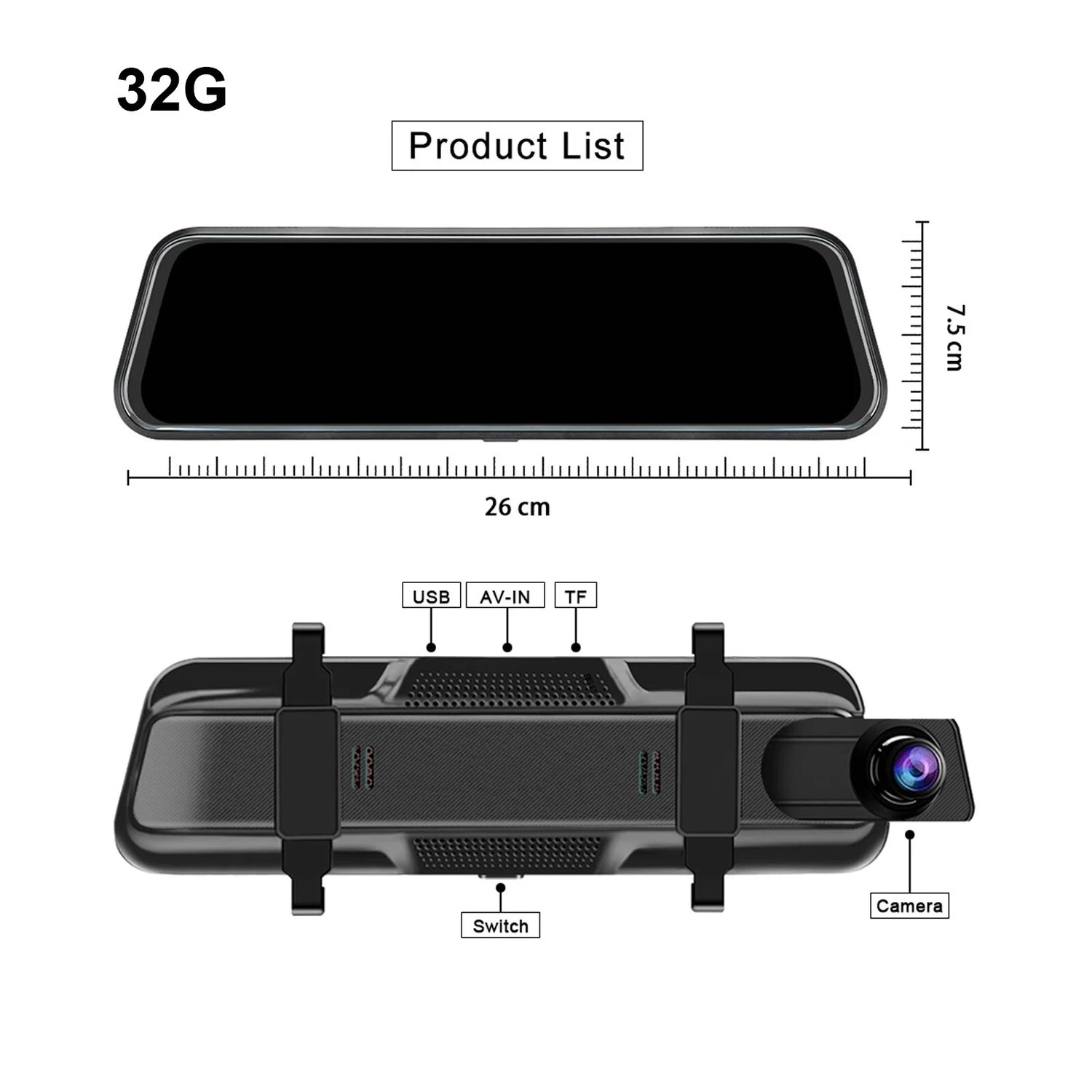 10'' Rear View Mirror Full Touch Screen Camera, Mirror Dash Cam with Wifi, Dash Cam Front 1080P and Rear 1080P, Free 32GB Card, Loop Recording Parking Monitor, Easy to Install